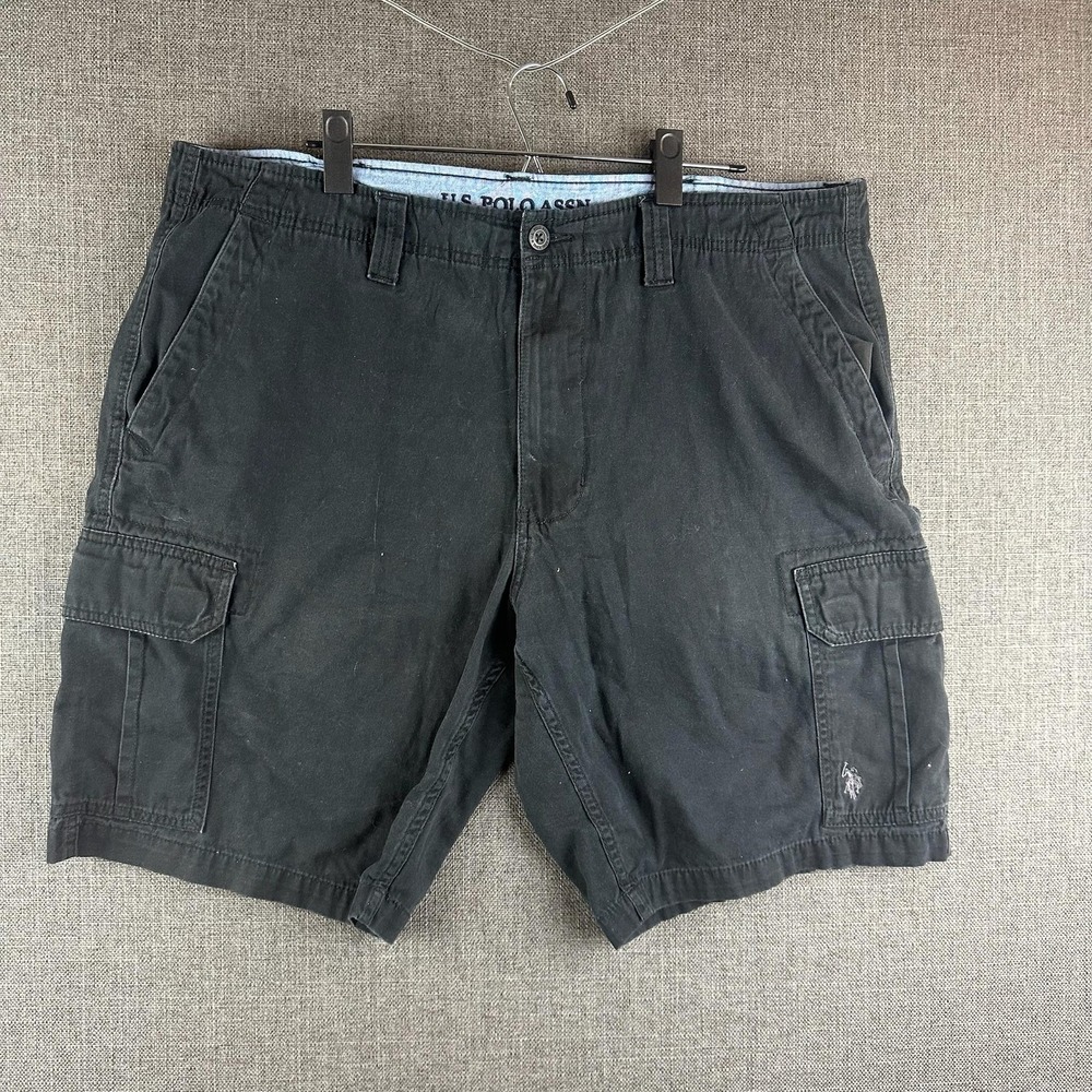 US Polo Assn Cargo Shorts Mens 42 Black Classic Casual Pockets Embroidered Logo